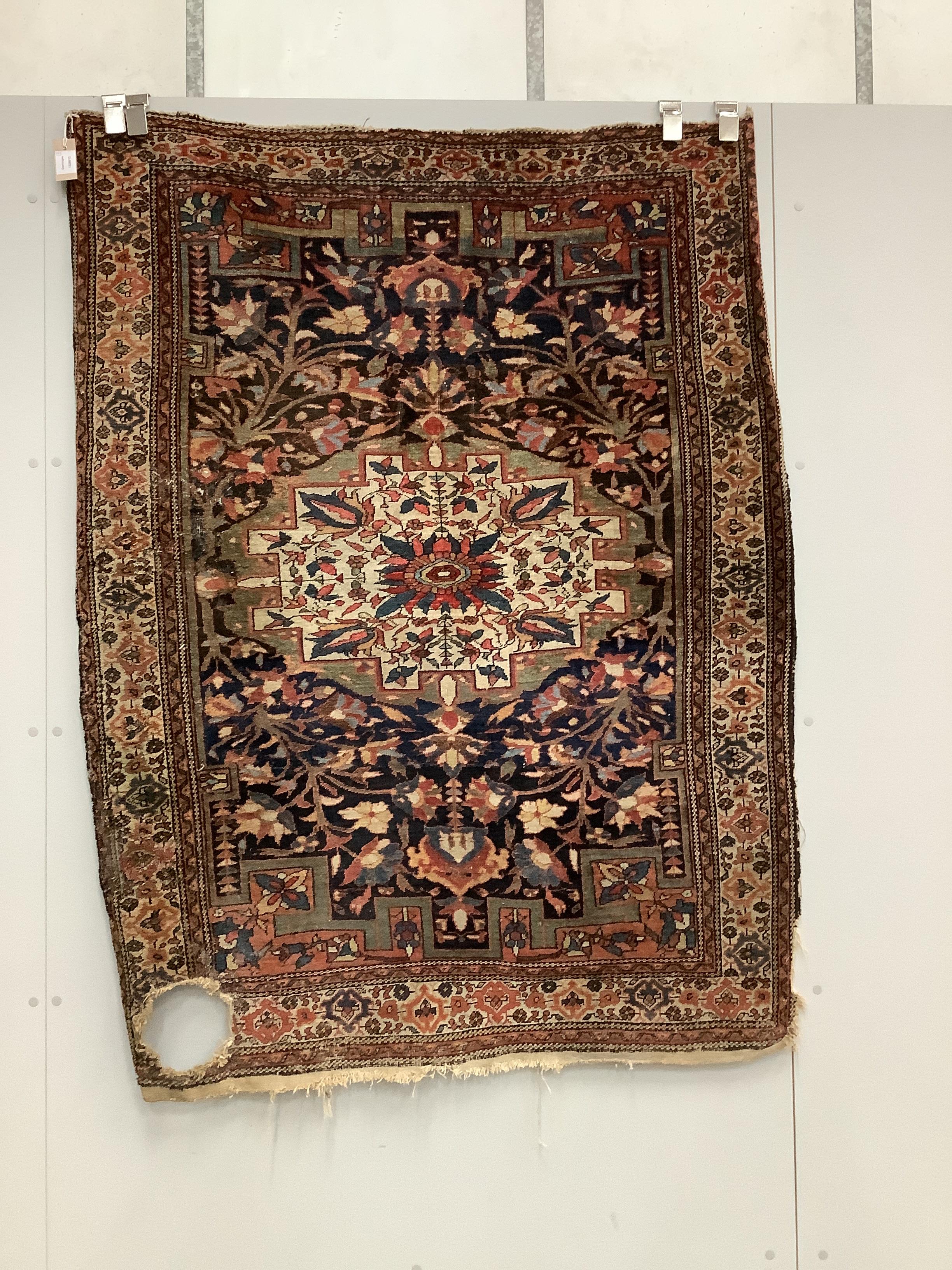 Two Tabriz blue ground rugs, larger 190 x 124cm